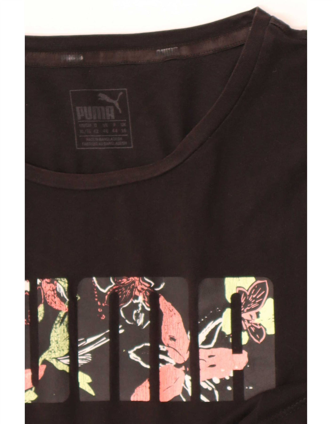Puma Grafisk T-Shirt Top til kvinder DK 16 Stor Sort