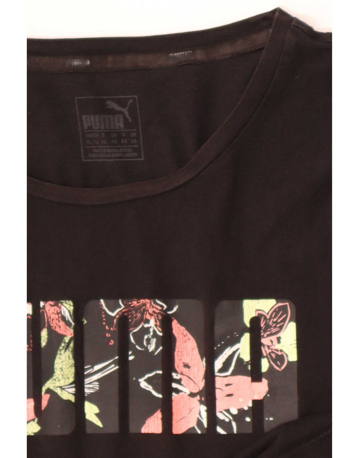 Puma Grafisk T-Shirt Top til kvinder DK 16 Stor Sort