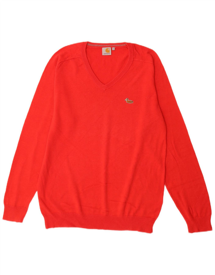 Carhartt Herre V-hals sweater Stor rød bomuld