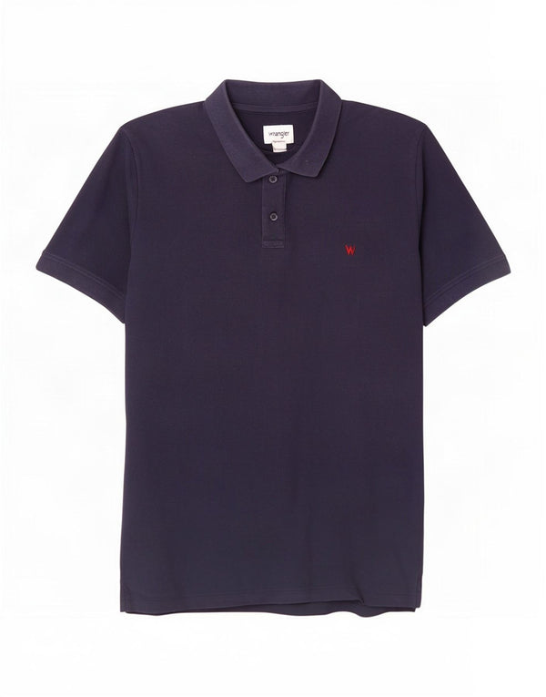 Wrangler Mens Polo Shirt Large Navy Blue Cotton