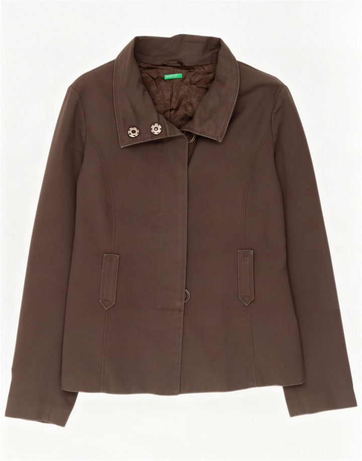 Benetton Dame Bomber Jacket IT 46 Stor Grå Bomuld