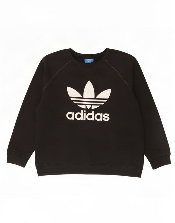 Adidas Dame Sweatshirt Jumper UK 18 XL Sort Bomuld