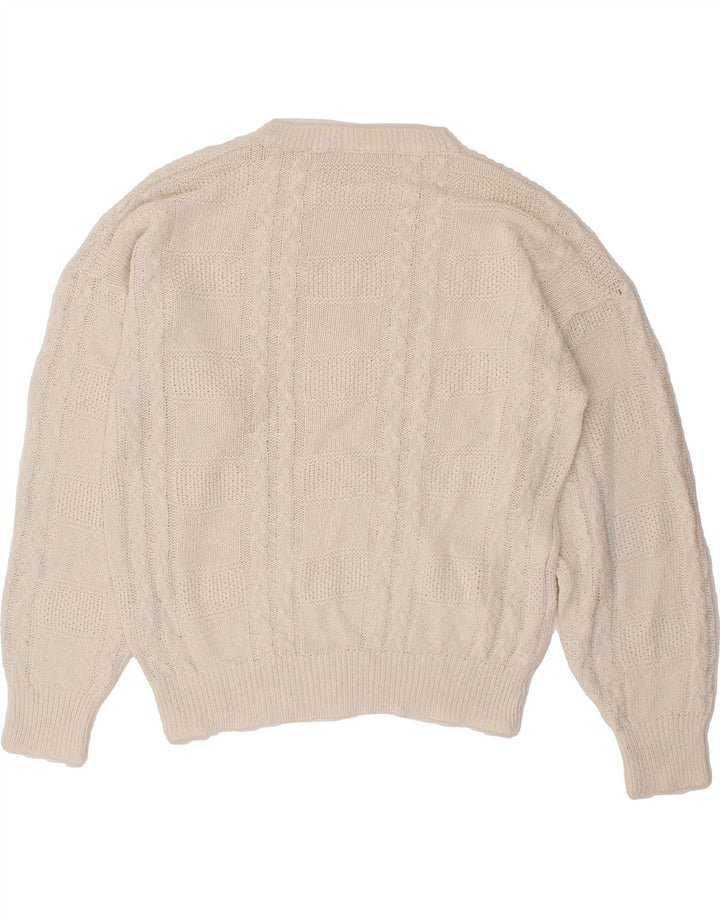 VINTAGE Womens Crew Neck Jumper Sweater UK 16 Large White Vintage Vintage and Second-Hand Vintage from Messina Hembry 