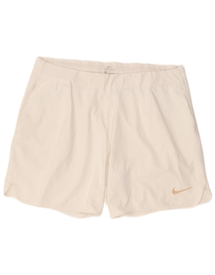 Nike Dame Dri Fit sportsshorts UK 16 Large White Polyester