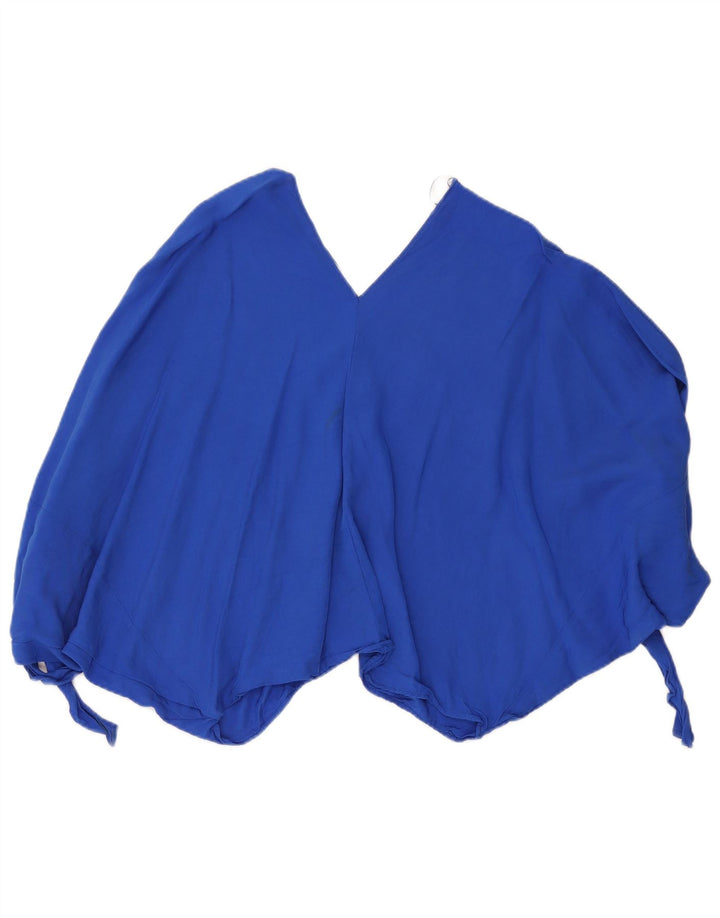 Zara Womens Oversized Crop Bluse Top UK 14 Medium Blue Viscose