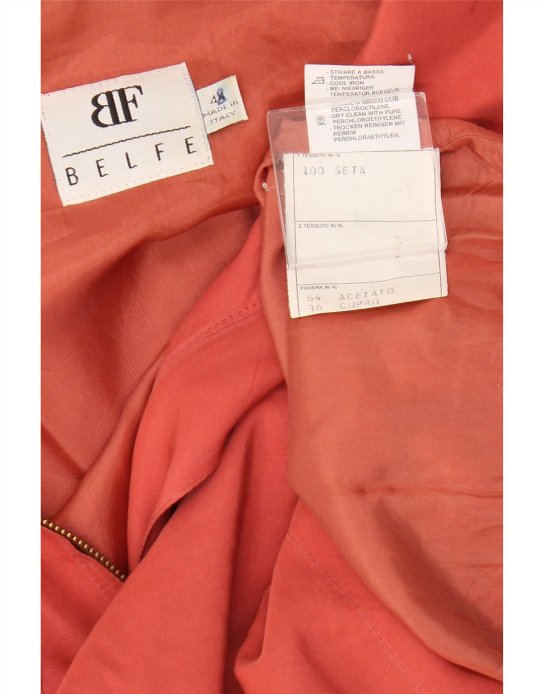 Belfe Womens Utility Jacket IT 48 XL Orange Silke