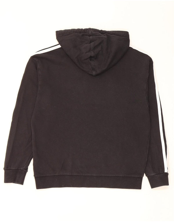 Adidas Graphic Oversized Hoodie Jumper UK 6 XS Sort Bomuld