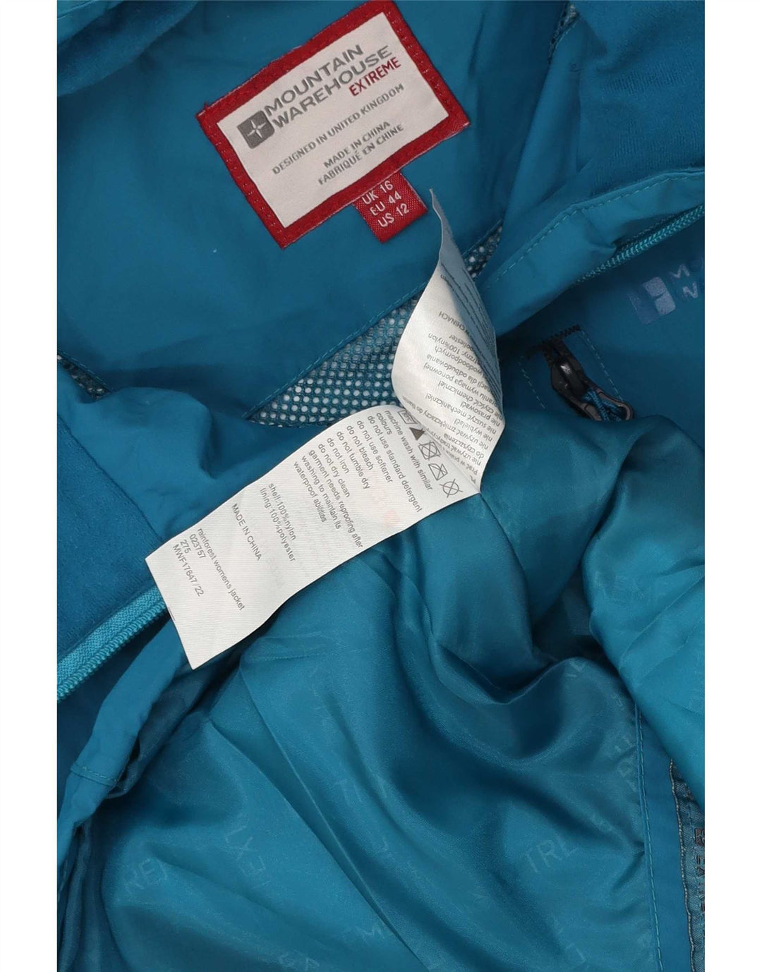 Mountain Warehouse Dame Regnjakke med hætte UK 16 Stor Blå Polyester
