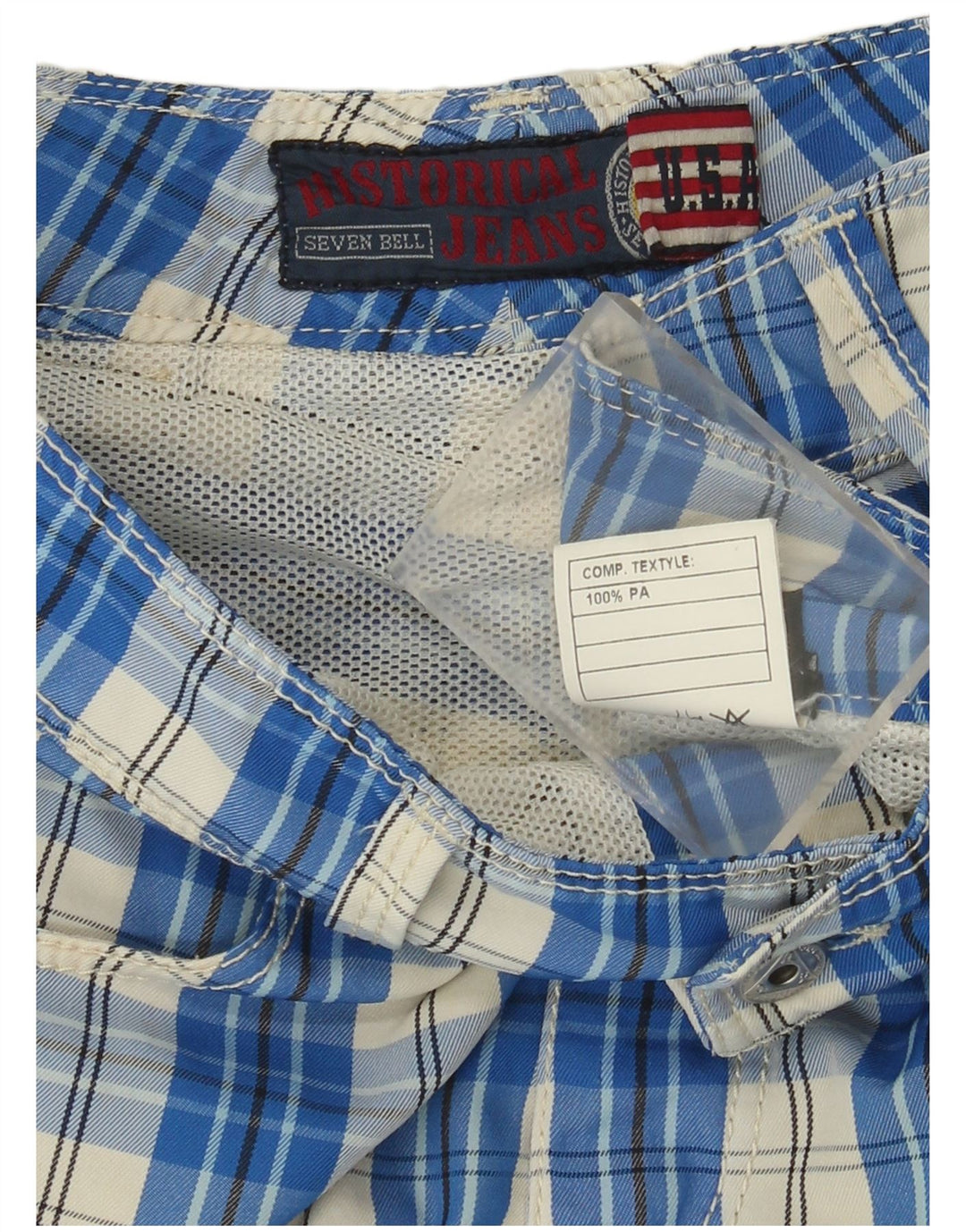 Roy Rogers Dame Casual Shorts IT 44 Medium W30 Blue Check Polyamide