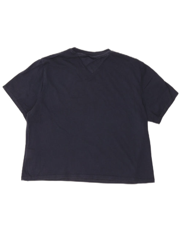 Tommy Hilfiger Dame Crop Grafisk T-Shirt Top UK 14 Medium Navy Blue