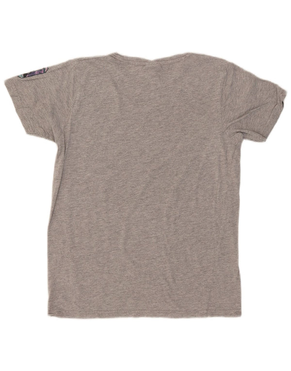Lotto Womens Graphic T-Shirt Top UK 14 Medium Grey Cotton