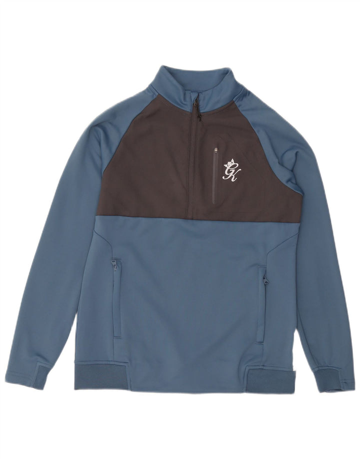 Gym King Herre Zip Neck Sweatshirt Jumper Small Blue Colourblock