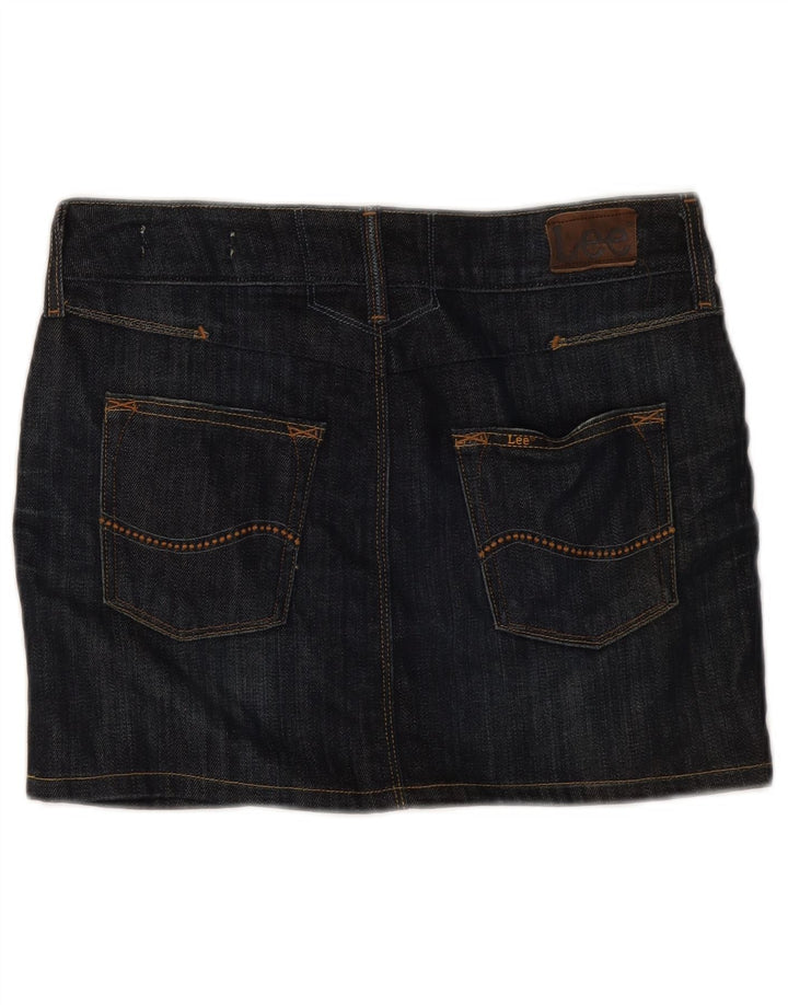 Lee Dame mini denim nederdel lille W30 marineblå bomuld