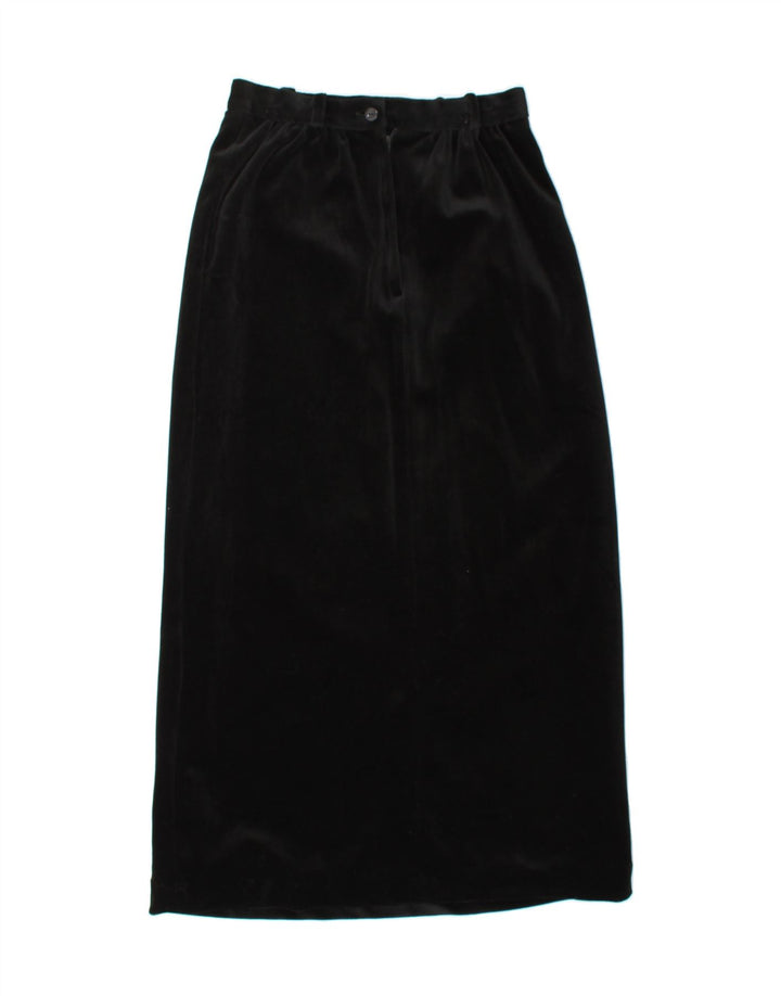 VINTAGE Womens Maxi Skirt UK 12 Medium W26 Black Acetate Vintage Vintage and Second-Hand Vintage from Messina Hembry 