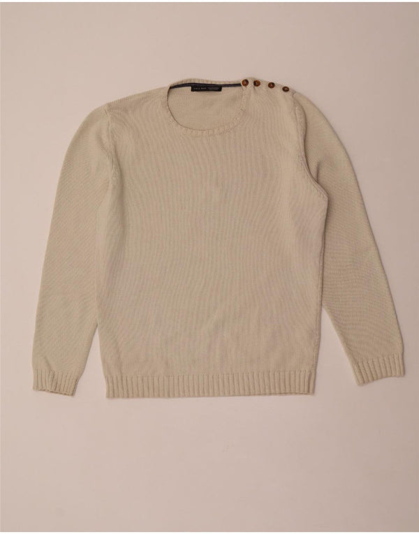 Zara Herre sweater med rund hals XL Beige bomuld