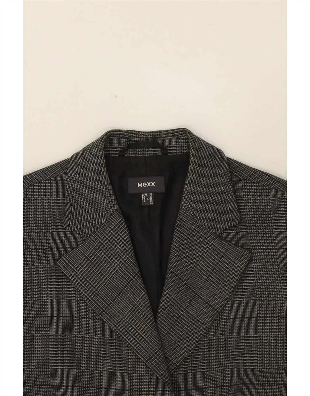 MEXX Womens 2 Button Blazer Jacket UK 10 Small Grey Check Polyester Vintage Mexx and Second-Hand Mexx from Messina Hembry 