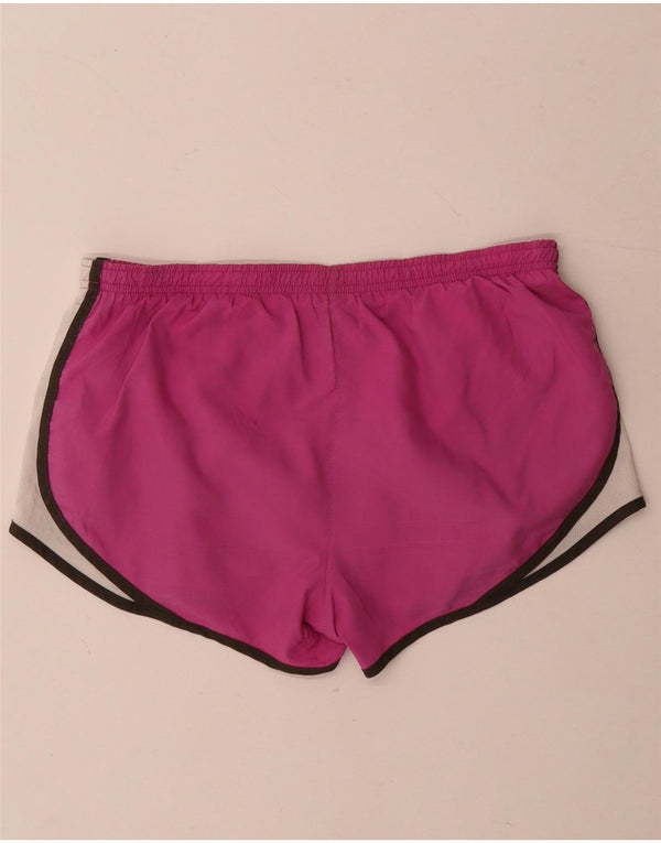 Nike Dame Dri Fit Sports Shorts UK 14 Medium Pink Colourblock Polyester