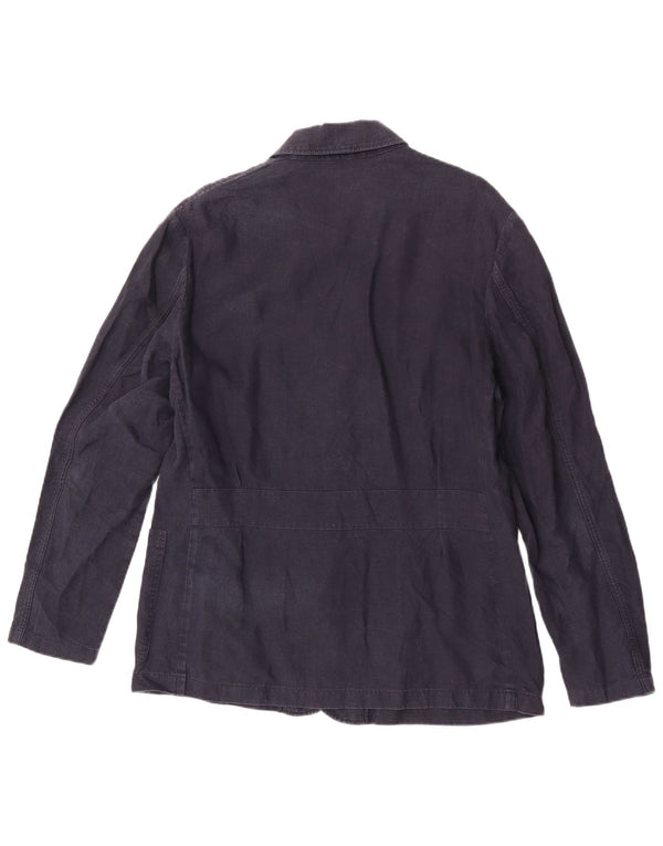 Massimo Dutti Herre Utility Jacket UK 40 Large Navy Blue Linen