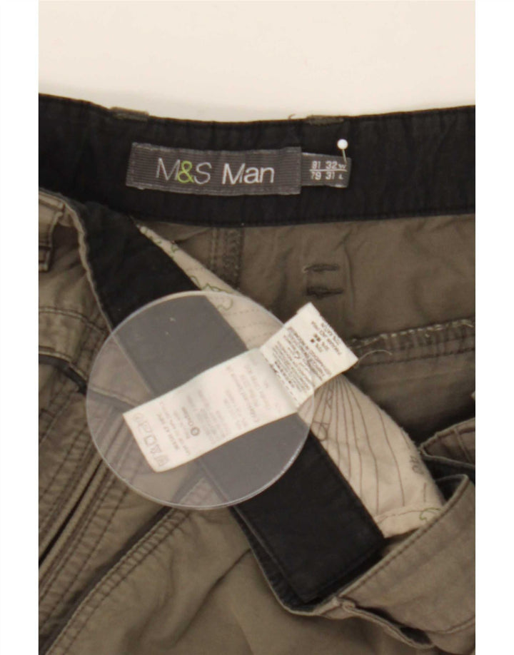 Marks & Spencer Herre Cargo Shorts W32 Large Khaki Bomuld