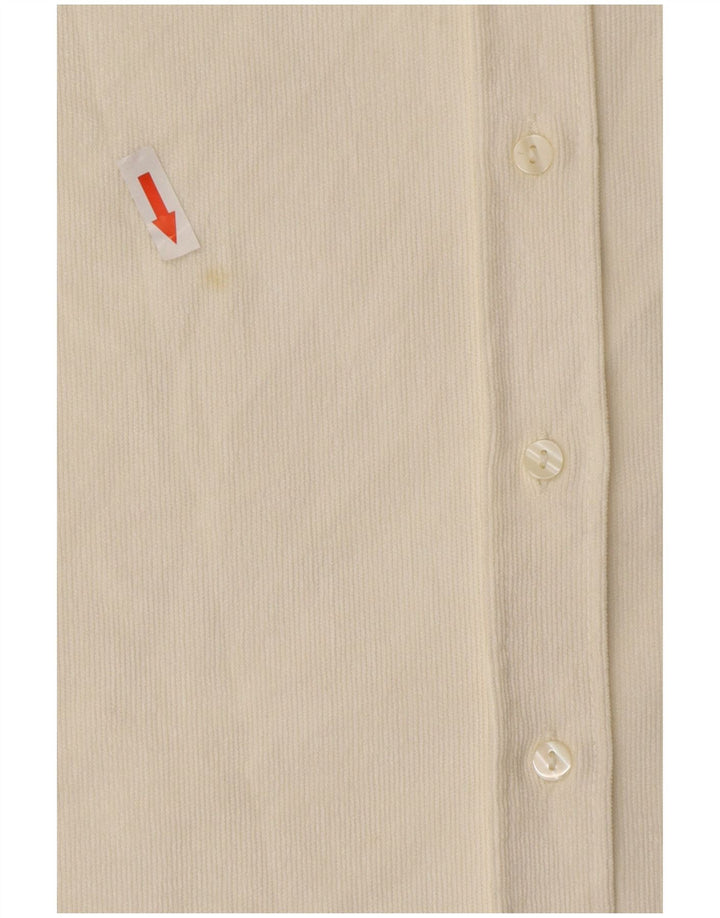 Zara Dame Oversized Corduroy Skjorte UK 6 XS Off White Polyester