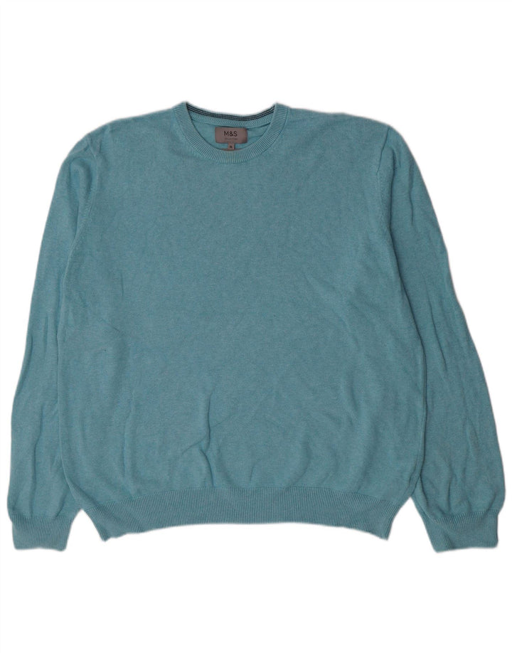 Marks & Spencer Herre sweater med rund hals XL blå bomuld