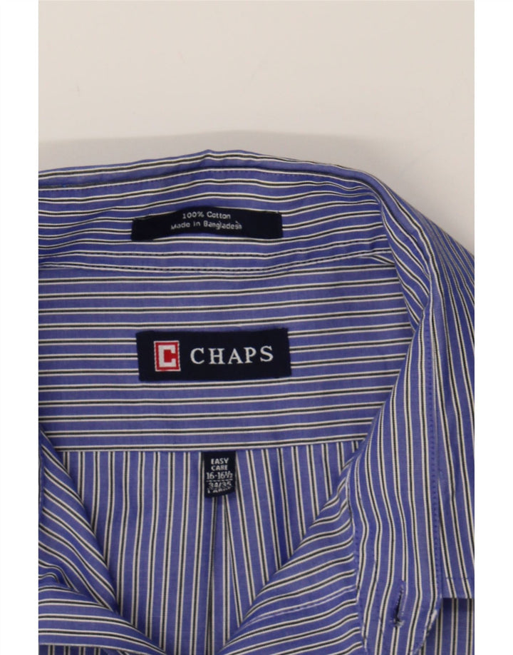 CHAPS Mens Shirt Size 16 1/2 Large Blue Striped Cotton Vintage Chaps and Second-Hand Chaps from Messina Hembry 