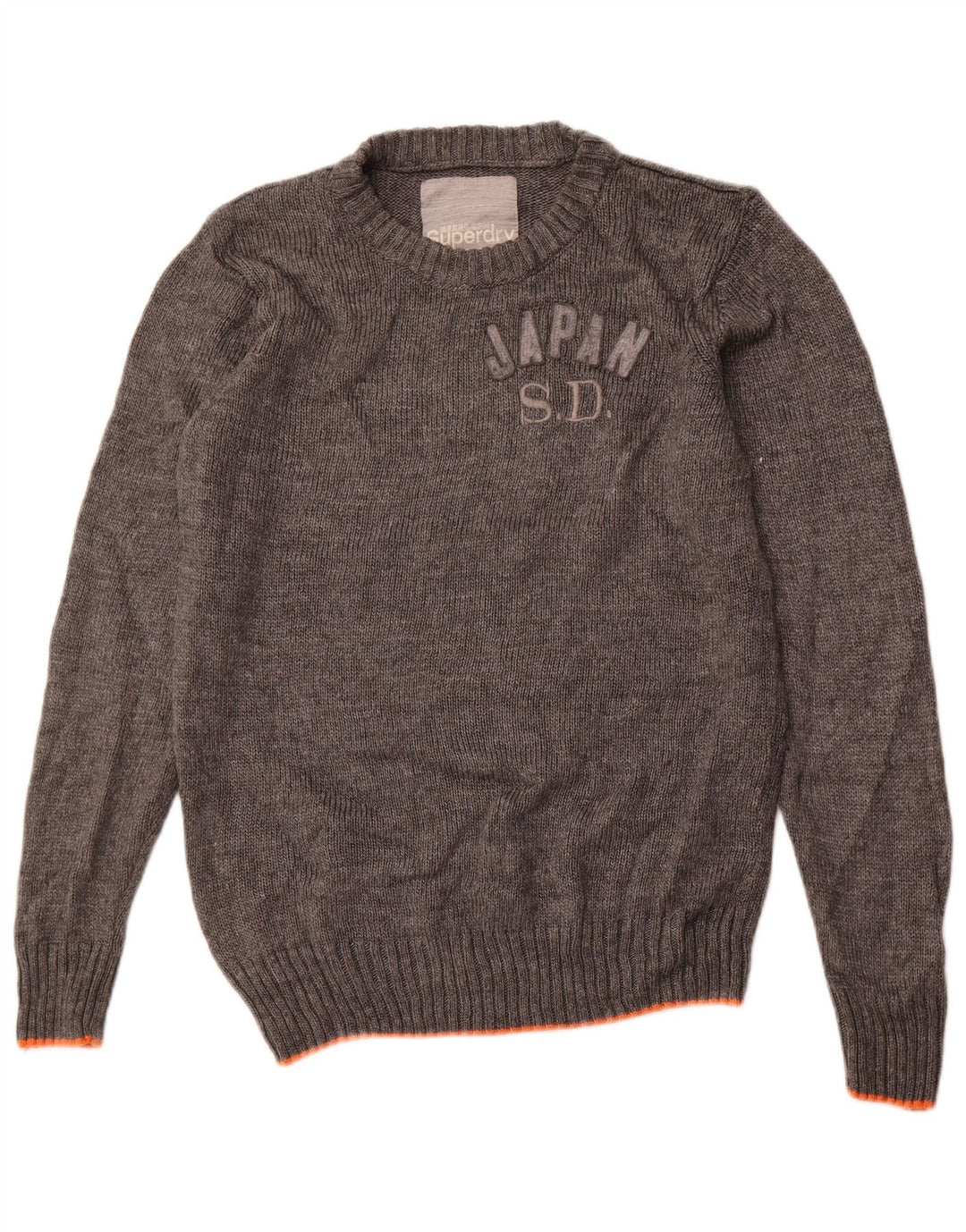 Superdry Herre grafisk sweater med rund hals, stor grå akryl