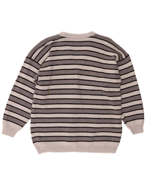 Vintage dame cardigan sweater UK 18 XL Gråstribet