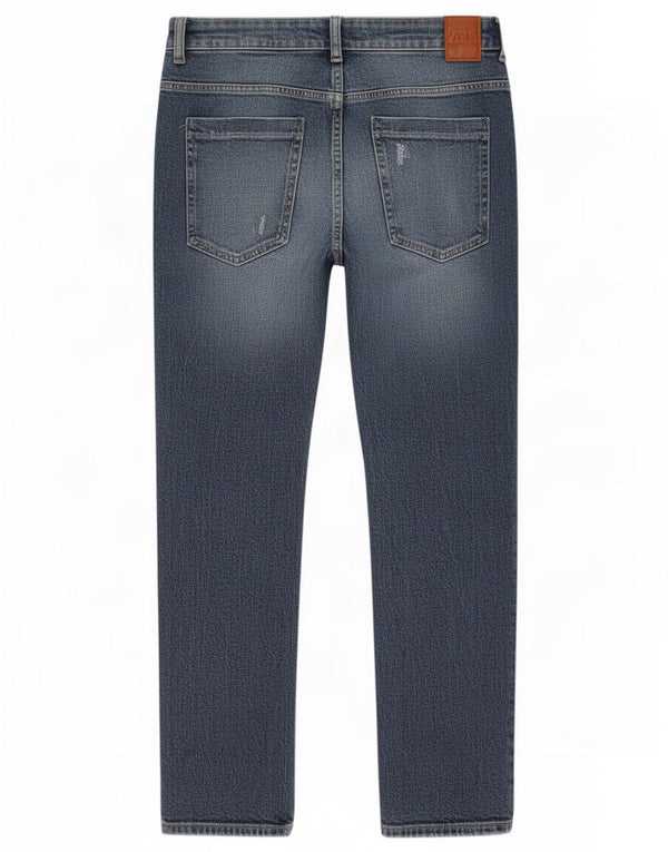 Zara Dame Distressed Slim Jeans EU 36 XS W26 L27 Blå Bomuld