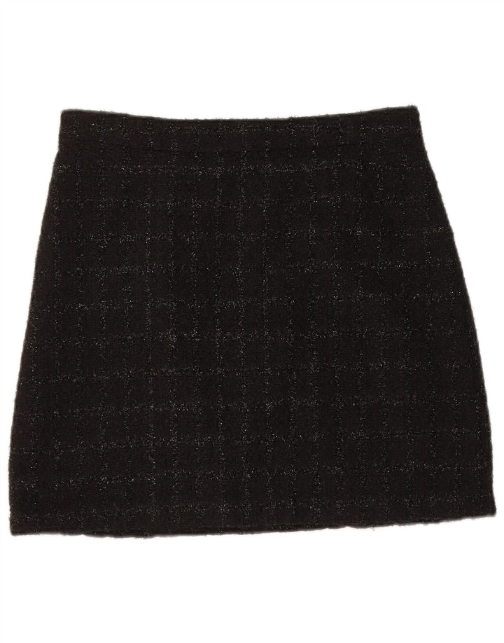 Warehouse Dame Mini-nederdel UK 10 Small W28 Black Check Polyester