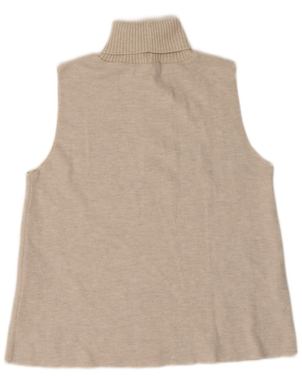 Zara Dame Vest Tank Top UK 14 Stor Beige Polyester