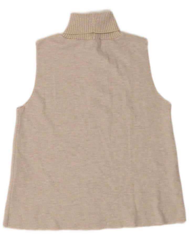Zara Dame Vest Tank Top UK 14 Stor Beige Polyester