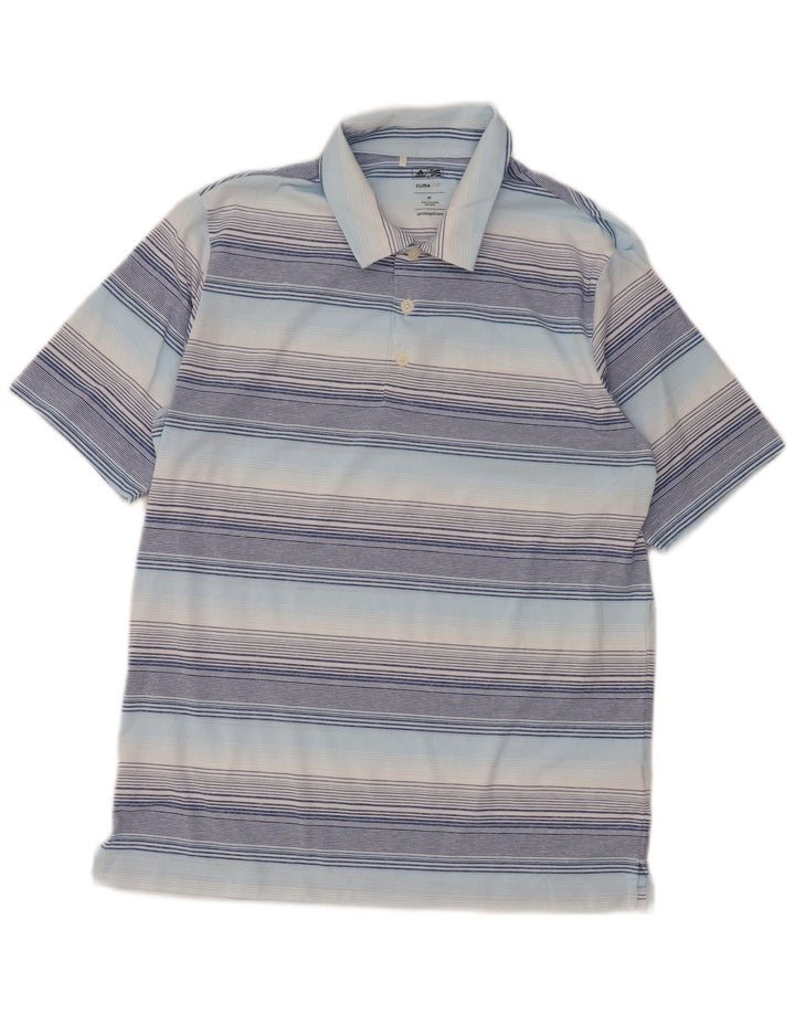 Adidas Climalite poloshirt til mænd mellemblå stribet polyester