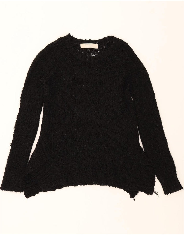 ZARA Womens Asymmetric Crew Neck Jumper Sweater UK 12 Medium Black Acrylic Vintage Zara and Second-Hand Zara from Messina Hembry 