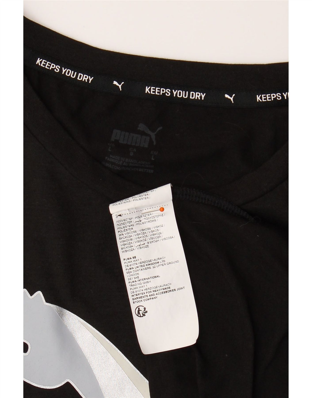 PUMA Womens Graphic T-Shirt Top UK 16 Large Black Polyester