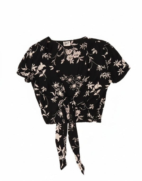 Max Dine Womens Crop Front Tie Cardigan Top IT 42 Medium Black Floral