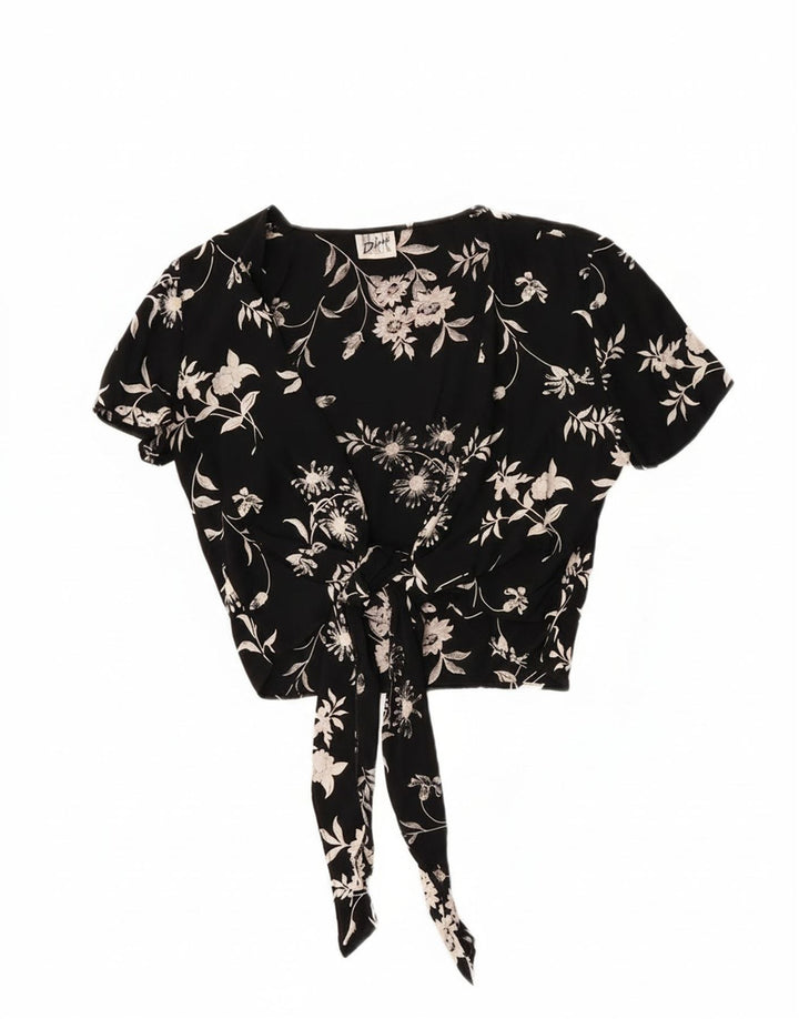 Max Dine Womens Crop Front Tie Cardigan Top IT 42 Medium Black Floral