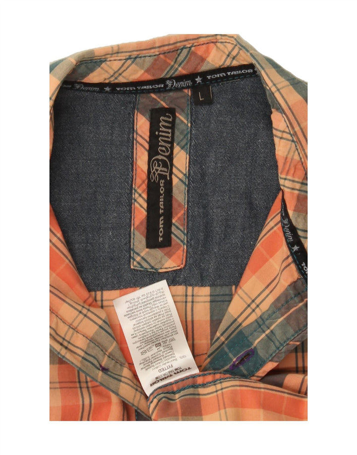TOM TAILOR Mens Shirt Large Orange Check Cotton Vintage Tom Tailor and Second-Hand Tom Tailor from Messina Hembry 
