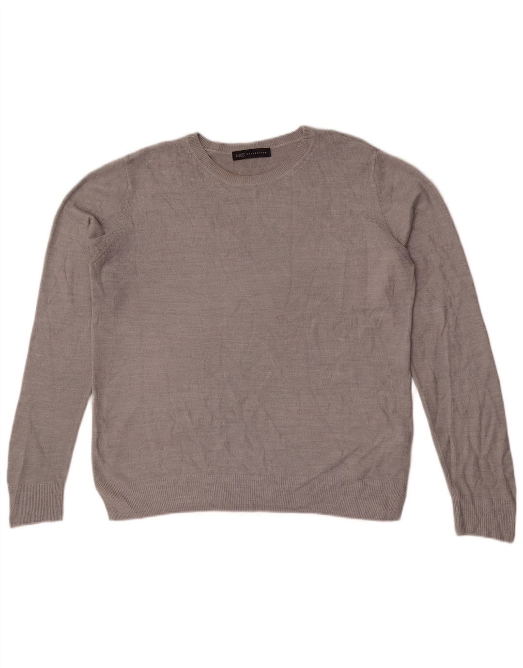 Marks & Spencer Dame sweater med rund hals DK 14 Stor grå akryl