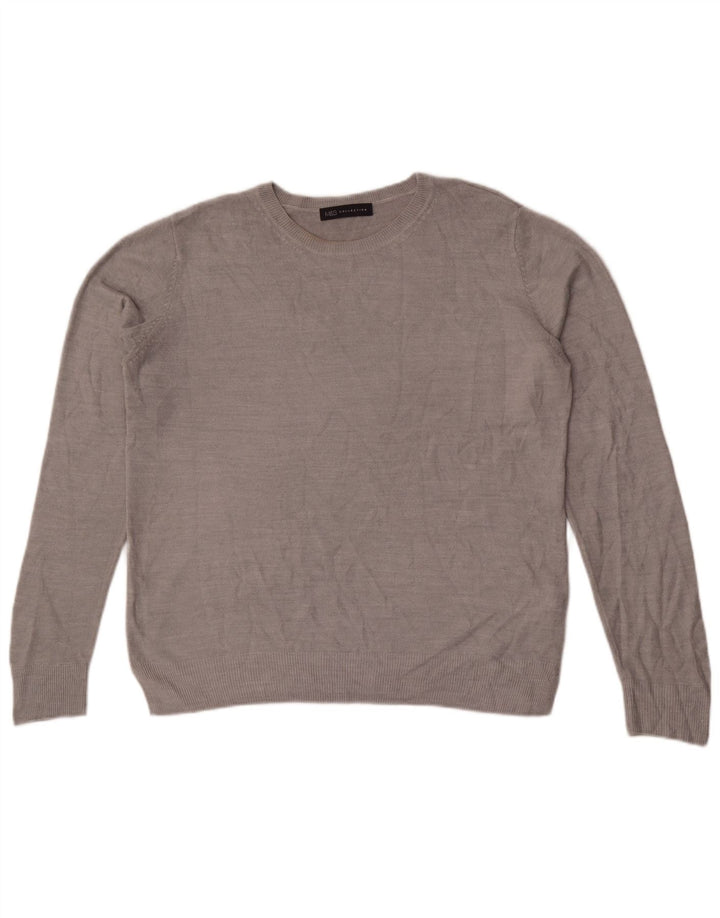 Marks & Spencer Dame sweater med rund hals DK 14 Stor grå akryl