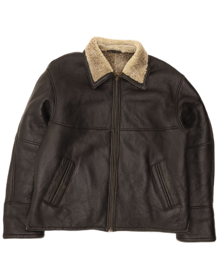 Firenze Herre Shearling Jacket UK 42 XL sort læder