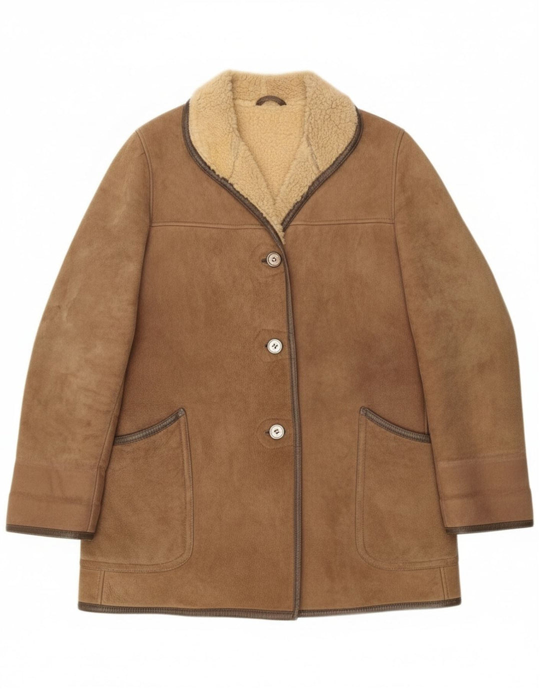 Vintage Dame Shearling Coat UK 16 Large Beige