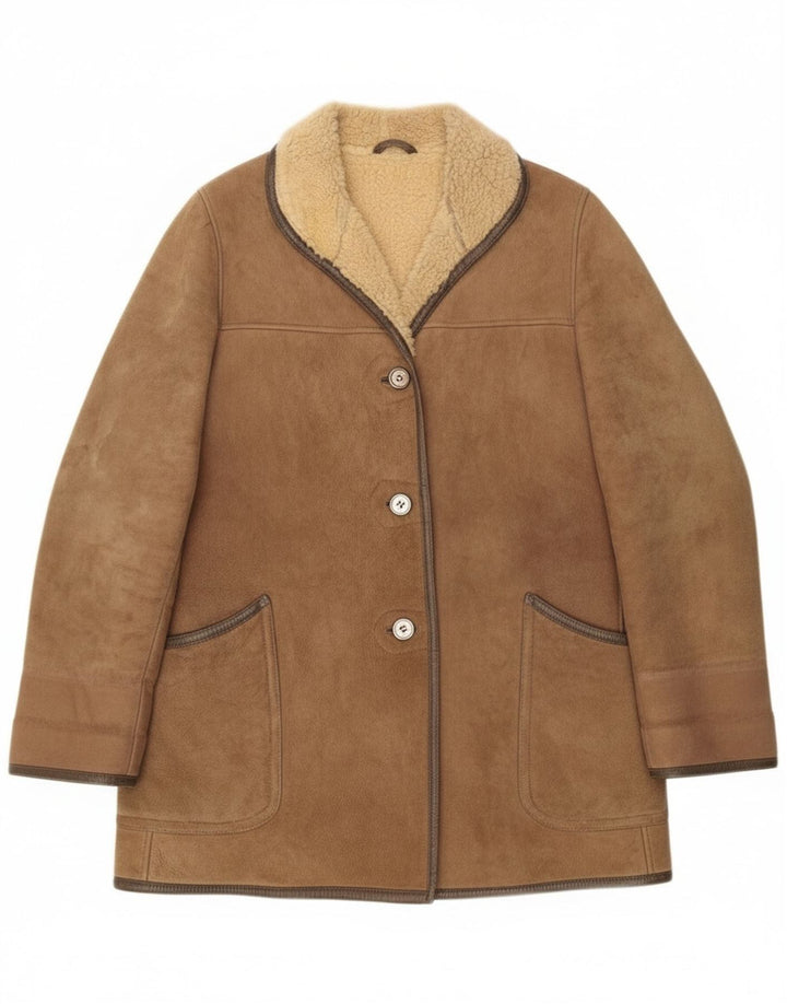 Vintage Dame Shearling Coat UK 16 Large Beige