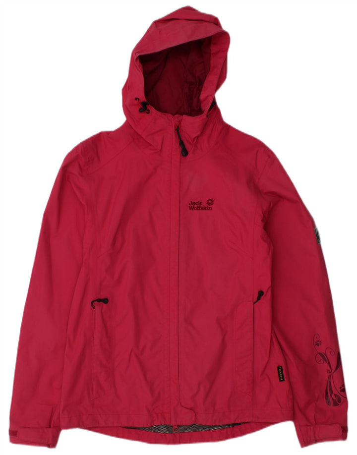 JACK WOLFSKIN Regnjakke med hætte til kvinder UK 10 Lille Pink Polyamid
