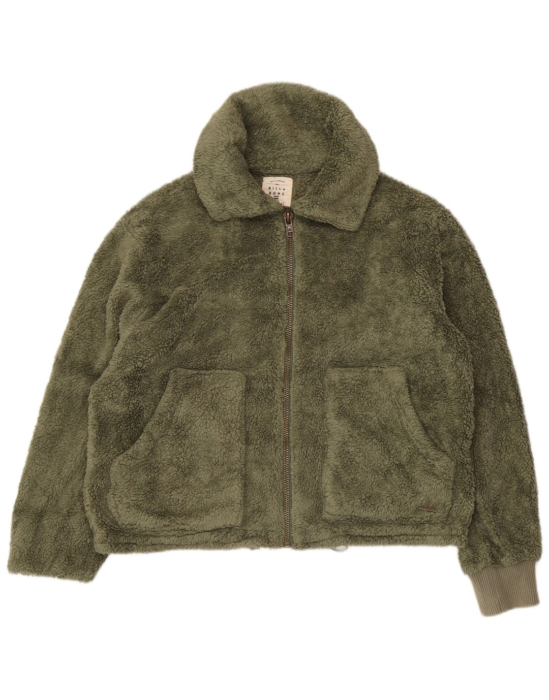 Billabong Dame Oversized Fleecejakke UK 10 Lille Grøn Polyester