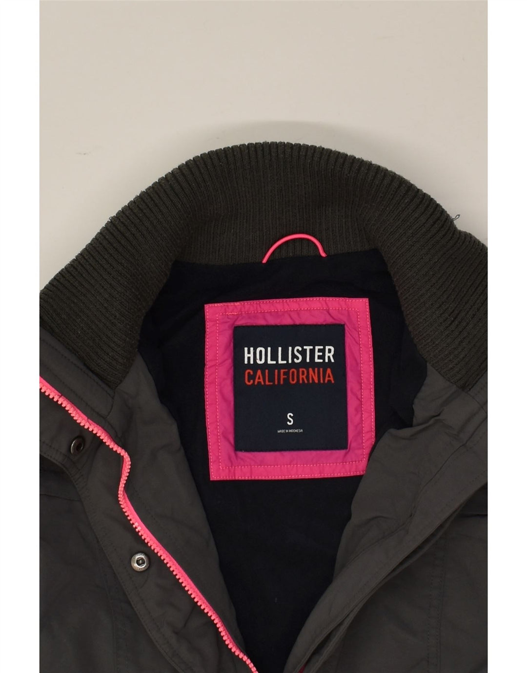 HOLLISTER Dame vindjakke UK 10 Small Grå Polyester