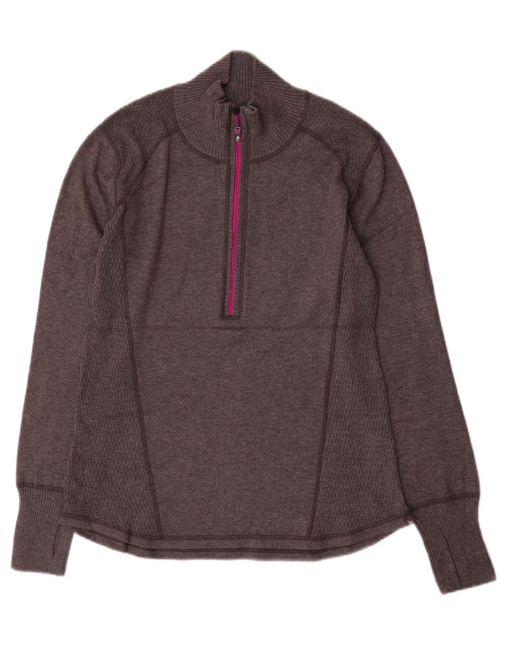 Eddie Bauer Dame Zip Neck Jumper Sweater UK 16 Large Grey