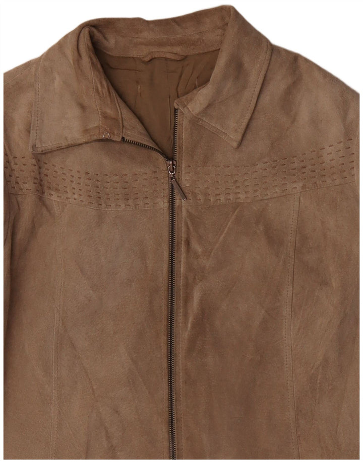 VINTAGE Dame ruskindsjakke UK 16 Large Beige