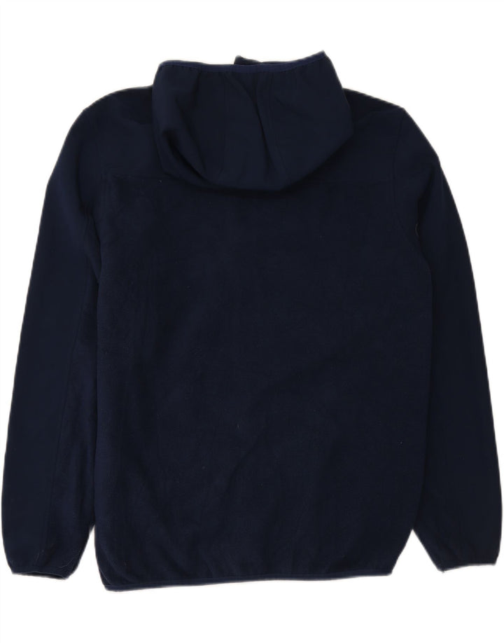 REEBOK Mens Hooded Fleece Jacket UK 38 Medium Navy Blue Polyester Vintage Reebok and Second-Hand Reebok from Messina Hembry 