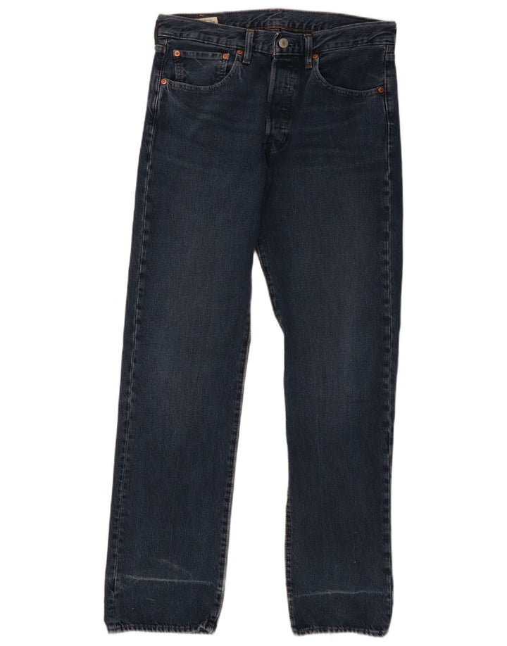 LEVI'S Mens 501 Straight Jeans W31 L32 Navy Blue Cotton